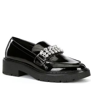 Gianni Bini Rhinestone Strap Shiny Loafers Size 8 New